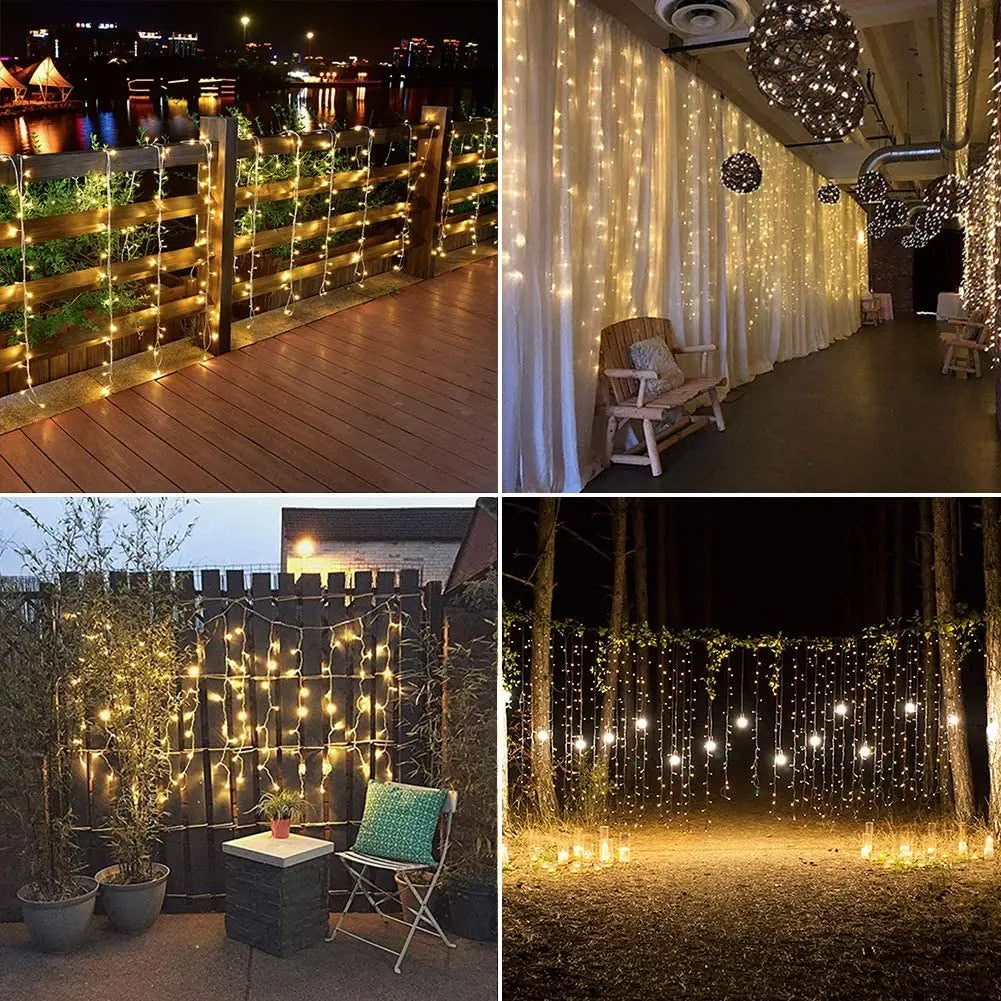 Curtain Light Festoon LED Icicle String Light Connectable New Year Eve Ornaments Garland 3x1/3x2/3x3/6x3m Christmas Decorations