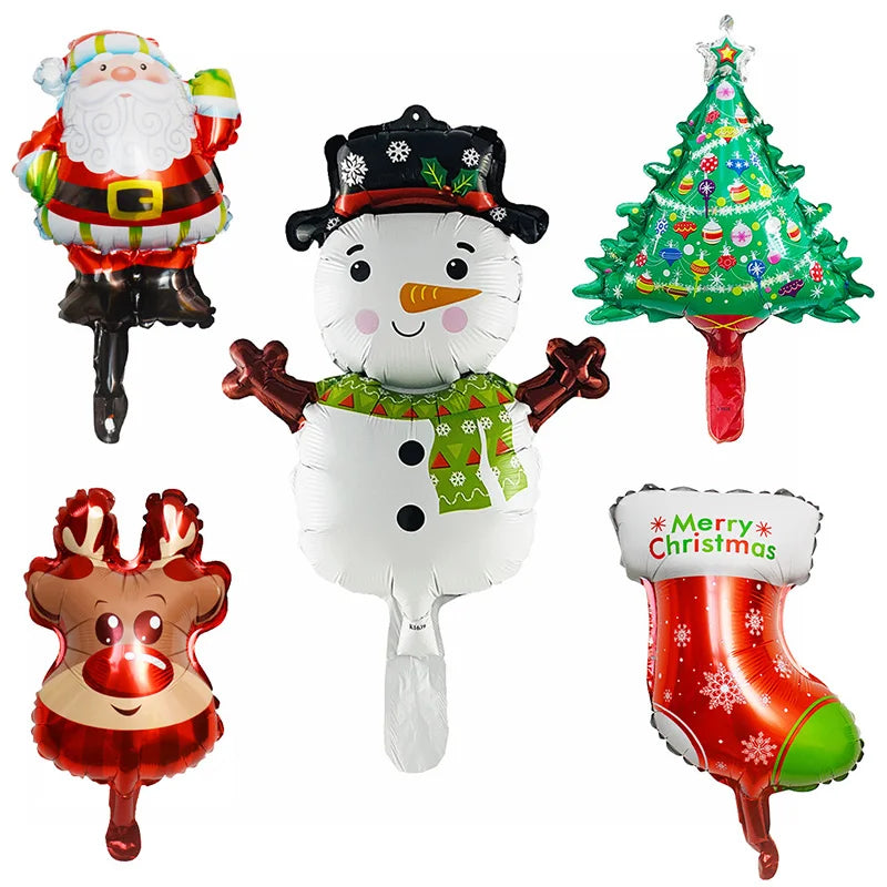 Xmas Tree Christmas Inflatables Balloons Mini Aluminum Film Cartoon Outdoor Standing Snowman Party Decorations