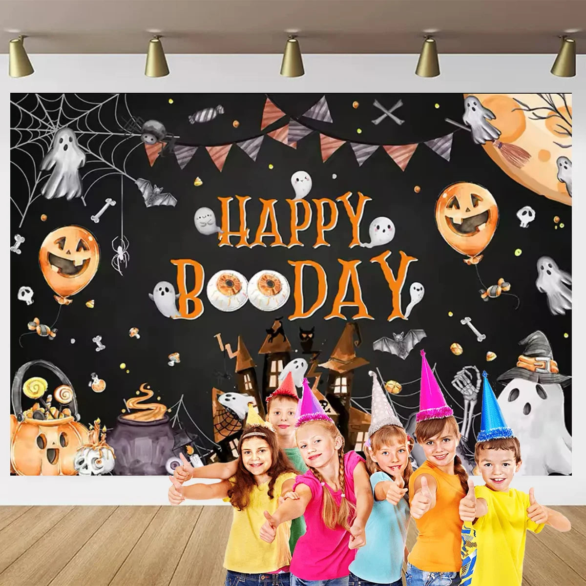 Halloween Pink Soft Halloween Night Decoration Background Banner Theme Family Party Room Decor Poster Happy Birthday Background