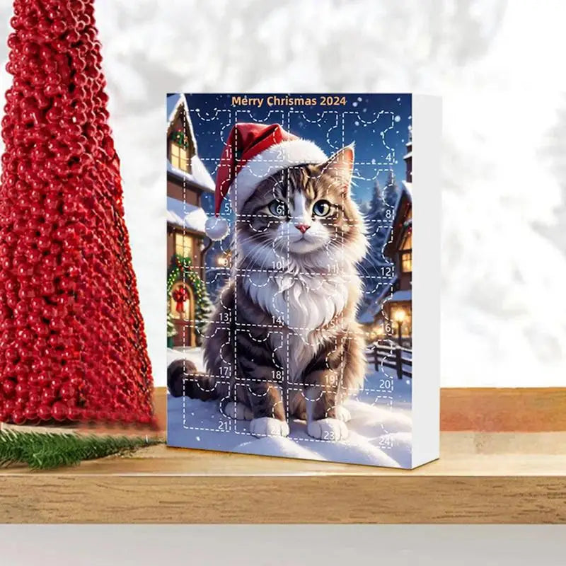 cute cat Christmas Countdown Advent Calendar 24Day Countdown with delicate Illustrations Corrugated Box Packaging festival decor