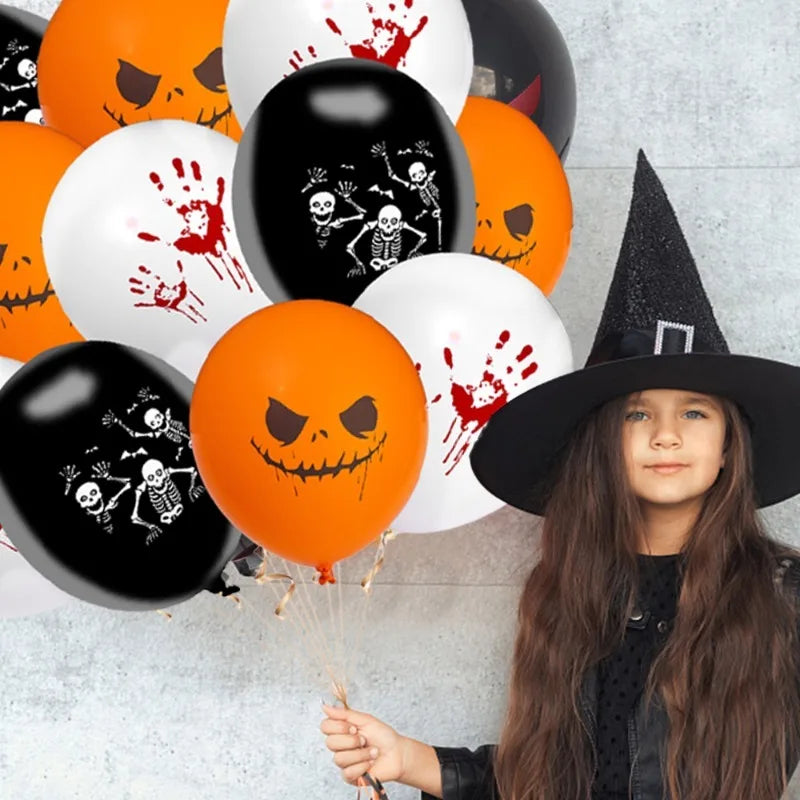 12/120pcs 12inch Halloween Latex Balloons Horror Pumpkin Ghost Balloon Halloween Events Party Decor Festive Inflatable Balloons