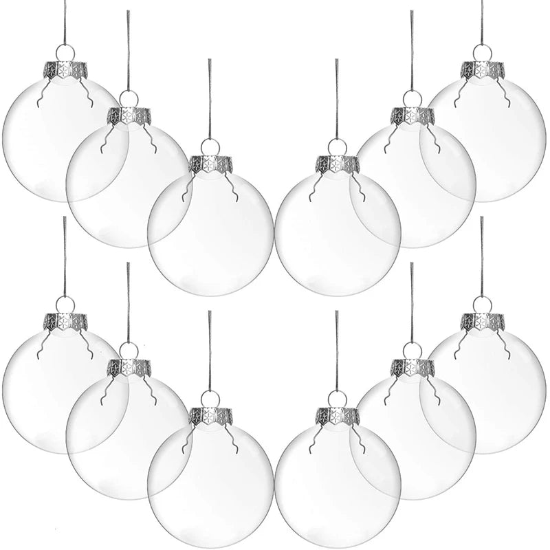 6Pcs Clear Plastic Christmas Ball Fillable Ornament Xmas Tree Hanging Bauble Pendant 2024 Christmas Home Decoration Navidad Gift