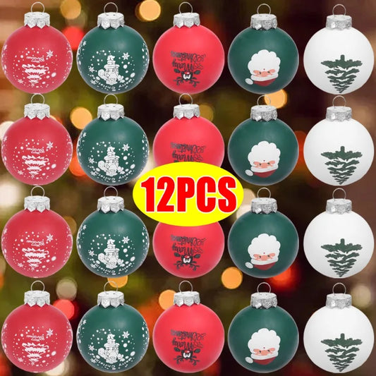 2/12PCS Christmas Balls Red Green Xmas Tree Ornaments Ball New Year Hanging Pendant Home Party Gift Holiday Decoration Supplies