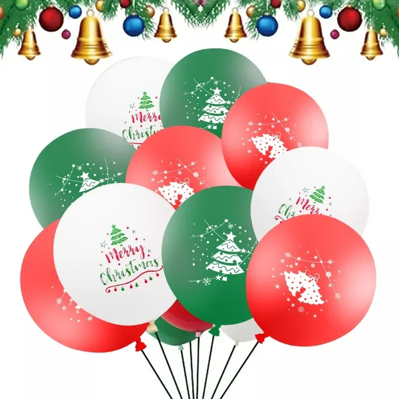 12/120pcs Christmas Latex Balloons Round Green Red Xmas Tree Inflatable Balloon for New Year Party Home Decor Supplies Wholesale