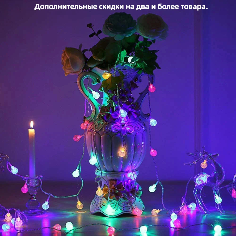 AIFENG LED String Lights Fairy Bubble Ball Lamp Holiday Lighting Garland Battery USB Indoor For Christmas Wedding Decoration