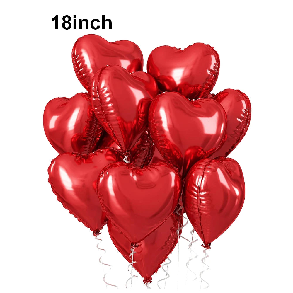 10/20/30/40/50pcs Valentines Day Balloon Romantic Red Heart Bear Monkey Rose Flower Mylar Balloon Special Night Party Decoration