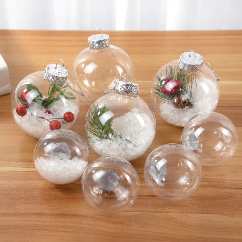 6Pcs Clear Plastic Christmas Ball Fillable Ornament Xmas Tree Hanging Bauble Pendant 2024 Christmas Home Decoration Navidad Gift