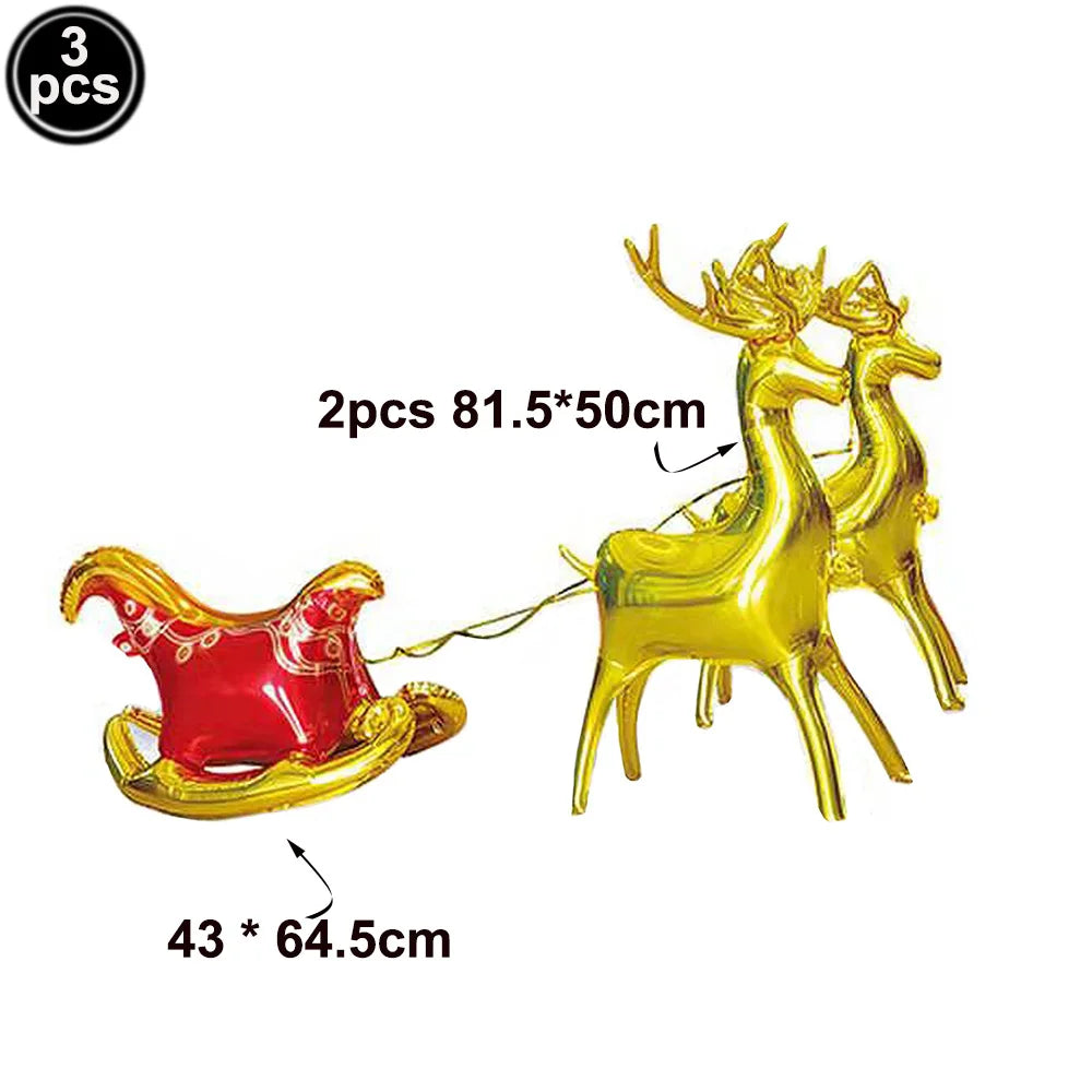 Christmas Colorful Transparent Deer Balloon Elk Inflatable  Standing Walking Reindeer Foil Balloons Xmas New Year Party Decorati