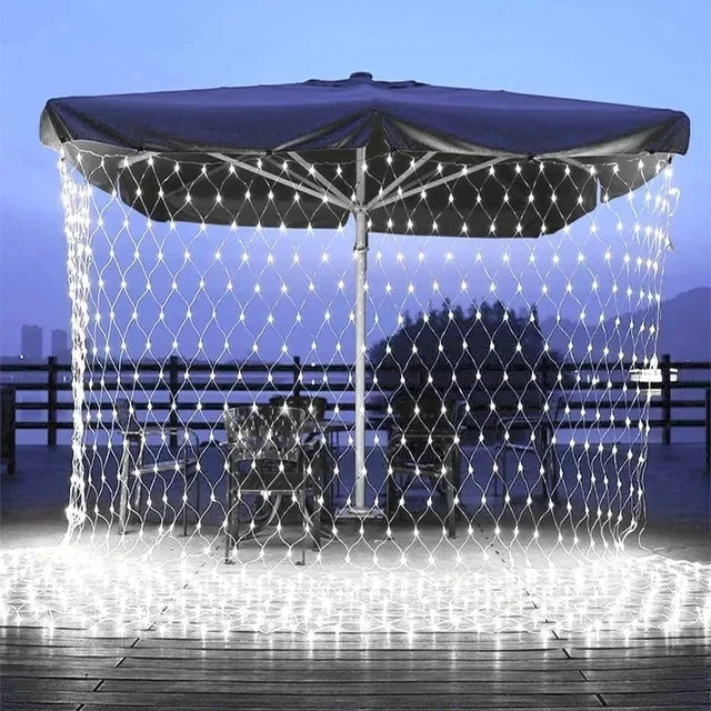 Net LED String Lights 8Modes 220V 1.5x1.5m 3X2M 2X2M Festival Christmas Decoration New Year Wedding Party Outdoor Waterproof