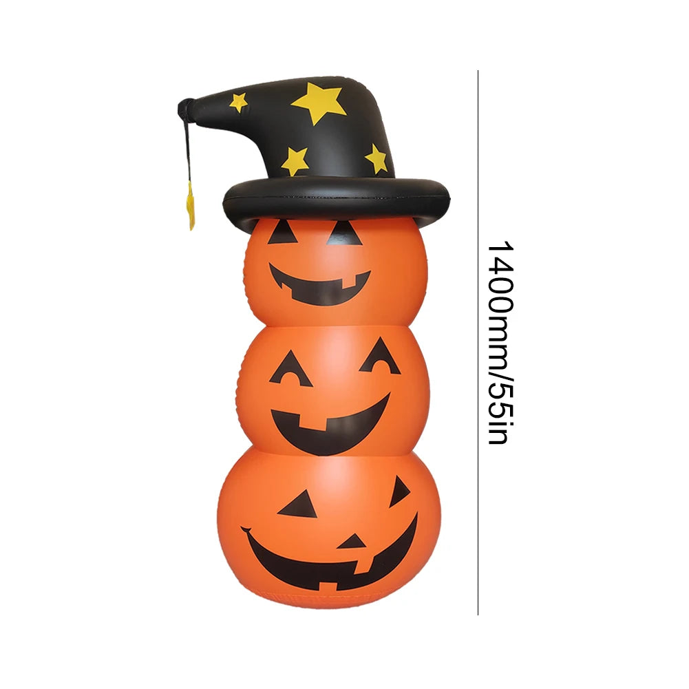 Halloween Standing Inflatable Pumpkin Windproof Ghost Pumpkin Model Halloween Decoration for Festival Theme Outdoor Party