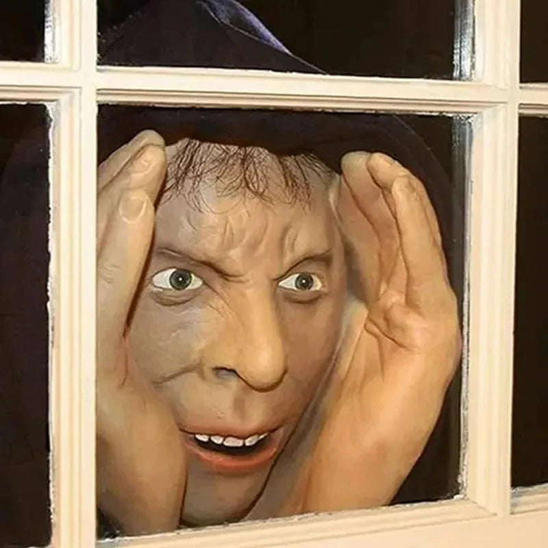 Scary Peeper Freak Halloween Decoration Peeping Tom Indoor and Outdoor Window Hanging Mask for Spooky House Party Scares Tricks