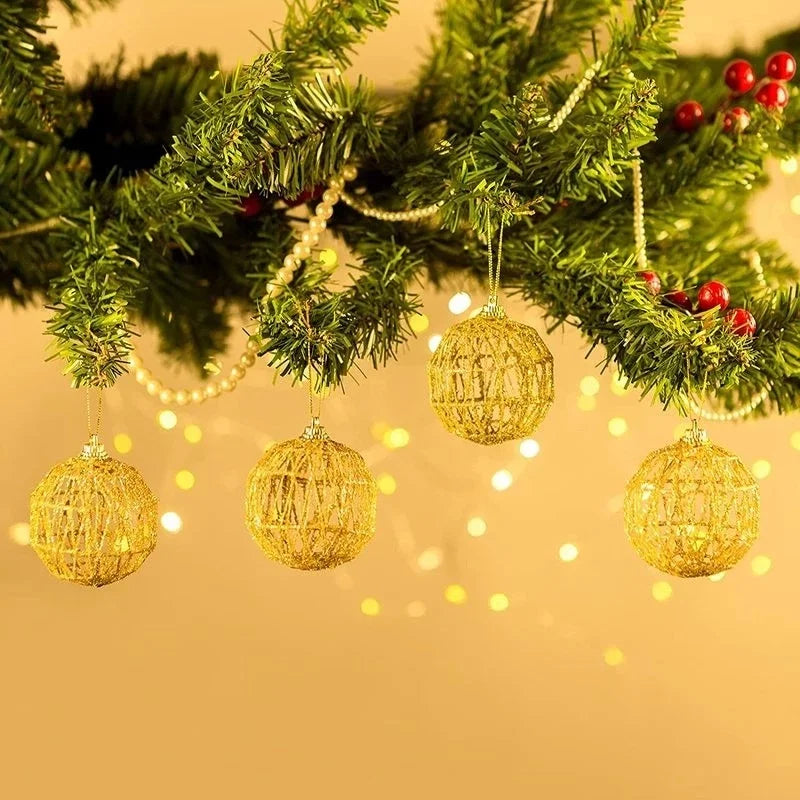 6PCS Christmas Xmas Tree Gold Ball Baubles Hanging Party Ornament Decoration Navidad Golden Dusted Christmas Ball With Scales