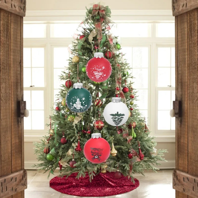 2/12PCS Christmas Balls Red Green Xmas Tree Ornaments Ball New Year Hanging Pendant Home Party Gift Holiday Decoration Supplies