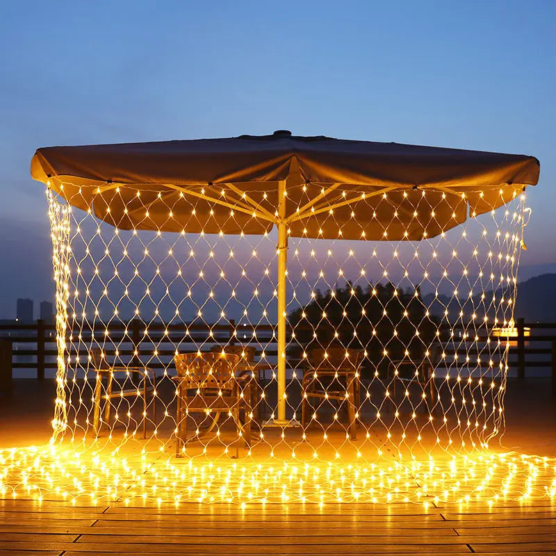 Solar / EU/US Curtain Light LED Fairy String Net Mesh Christmas 3x2m Party Wedding New Year Garland Outdoor Garden Decoration