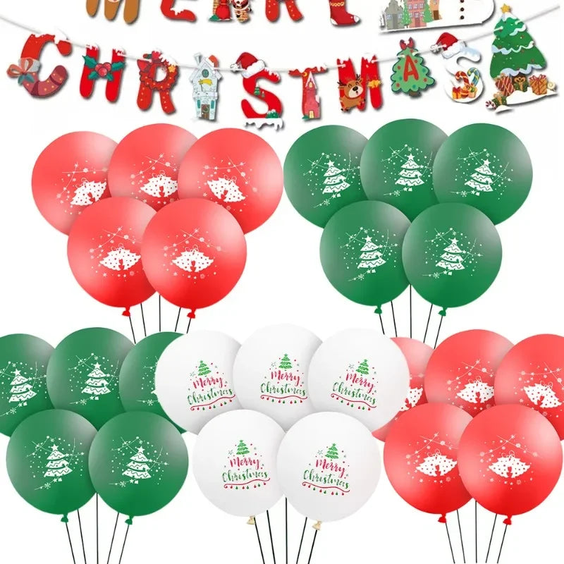 12/120pcs Christmas Latex Balloons Round Green Red Xmas Tree Inflatable Balloon for New Year Party Home Decor Supplies Wholesale