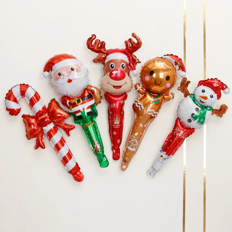 10pcs Inflatable Christmas Candy Cane Stick Balloons Merry Christmas Decor For Home 2024 Xmas Navidad Natal Gifts New Year 2025