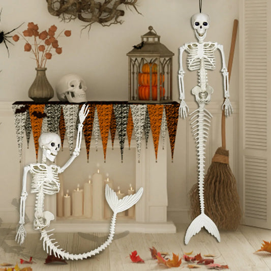 Halloween Skeleton Mermaid Movable Joints Scary Mermaid Skeleton Decoration Haunted House Party Supplies Graveyard Haunted House