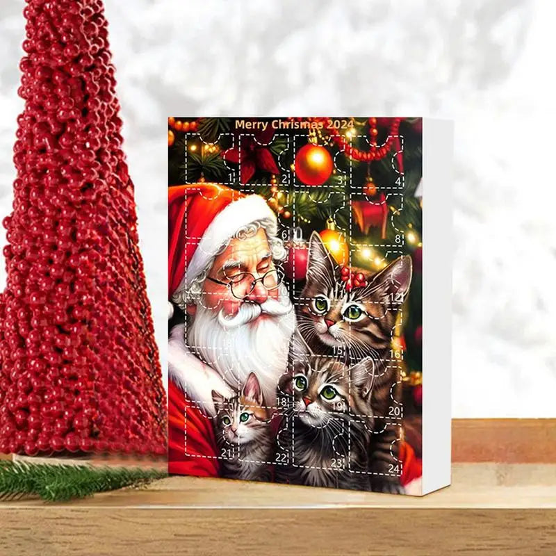 cute cat Christmas Countdown Advent Calendar 24Day Countdown with delicate Illustrations Corrugated Box Packaging festival decor