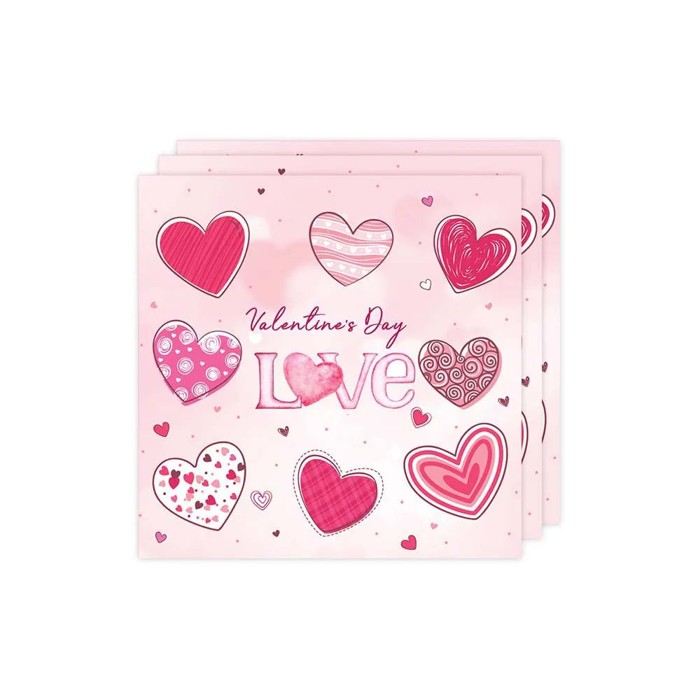 20/40/60pcs Valentines Napkins Valentine Day Napkins Heart Napkins Valentine Paper Napkins for Wedding Birthday Party Supplies