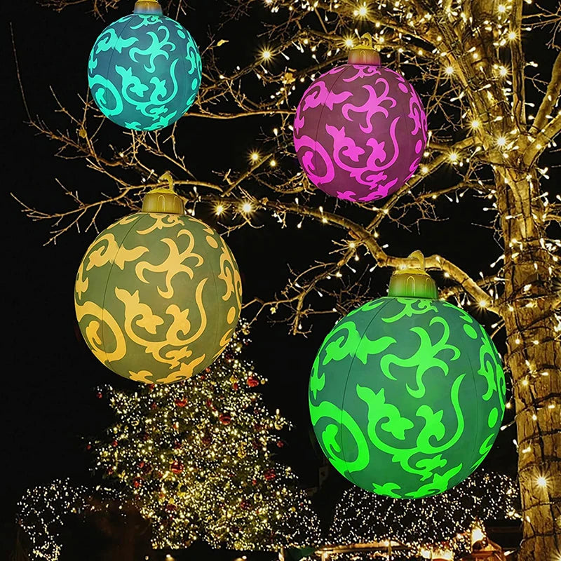 60CM LED Light Christmas ball Outdoor Christmas Inflatable Decorated Ball Made PVC Giant No Light Large Balls Tree Decorations