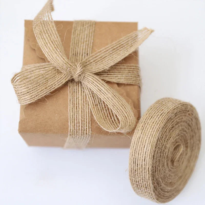 10M 15-50mm Ribbon for Bows Gift Ribbon Natural Jute Christmas Ribbon Roll DIY Vintage Wedding Apparel Sewing Supplies Ribbons