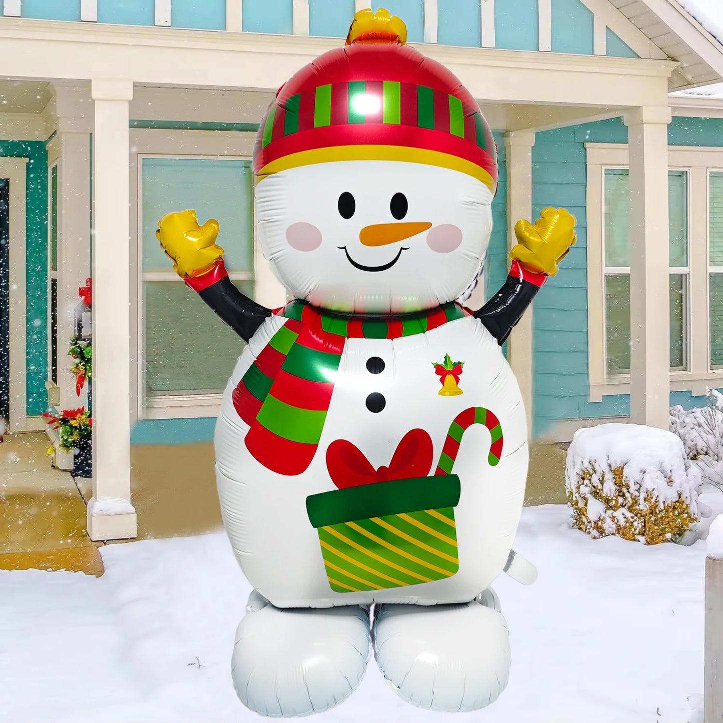 Christmas Inflatable Snowman Balloon Standing Snowman  Foil Balloon Outdoor Yard Decorations New Year Xmas Party Christmas Decor