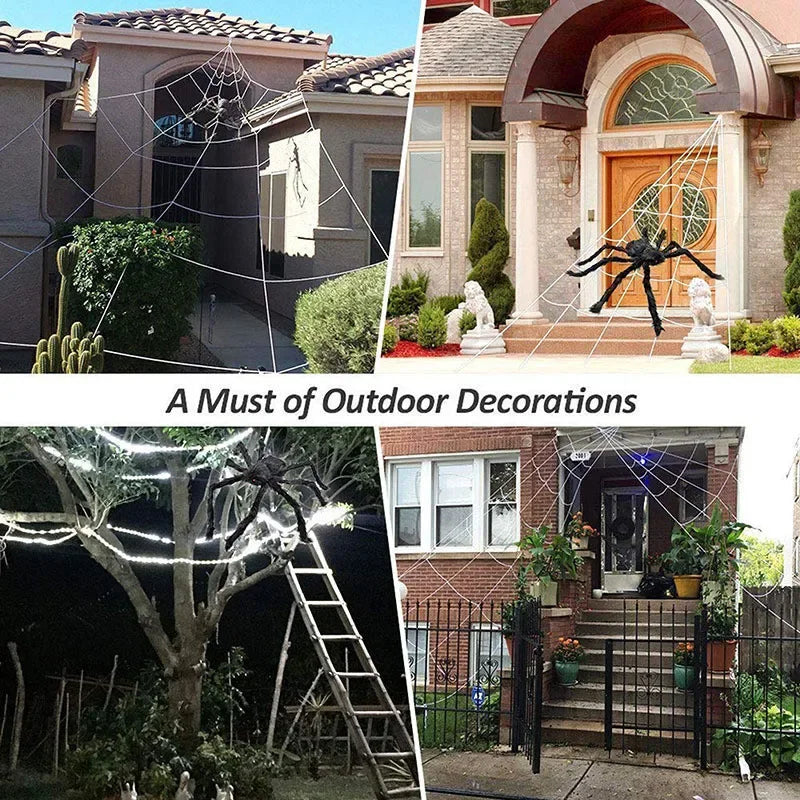 Giant Spider Huge Spider Web Halloween Decoration Props Haunted Indoor Outdoor Spooky Plush Large Araneid Prank Trick Supplies