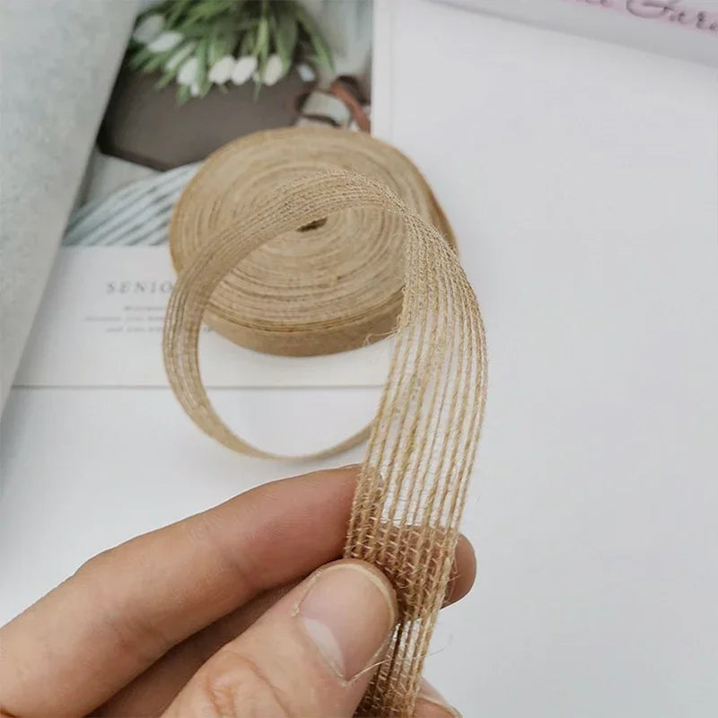 10M 15-50mm Ribbon for Bows Gift Ribbon Natural Jute Christmas Ribbon Roll DIY Vintage Wedding Apparel Sewing Supplies Ribbons