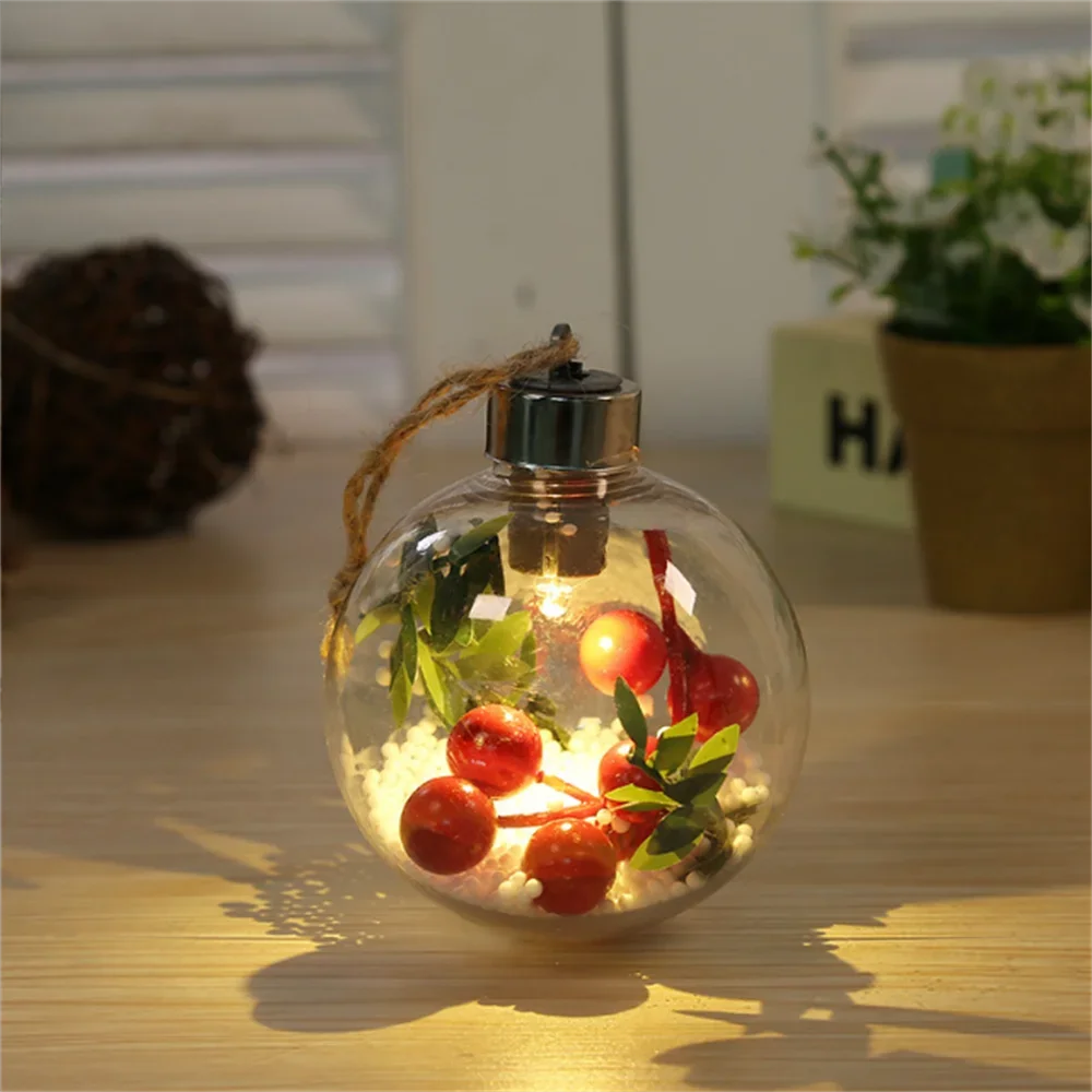 Transparent Ball Light Plastic Hanging Bulb Christmas Trees Bauble Ornament Wedding Gift Present Party Home Decoration