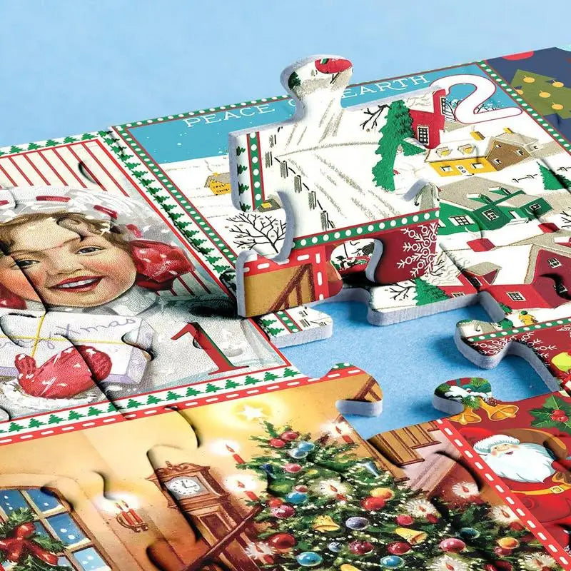 Christmas Puzzle Advent Calendar 1000PCS Puzzles Countdown Calendar Jigsaw Puzzles 24 Days Surprise Christmas Gift Calendar