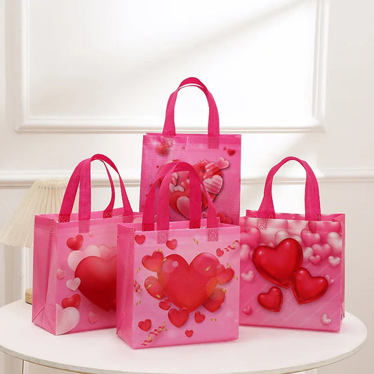 StoBag, Valentine’s Day Themed Gift Tote Bags,  Eco-Friendly Non-Woven, 12/30Pcs, Perfect for Romantic Gifting and Party