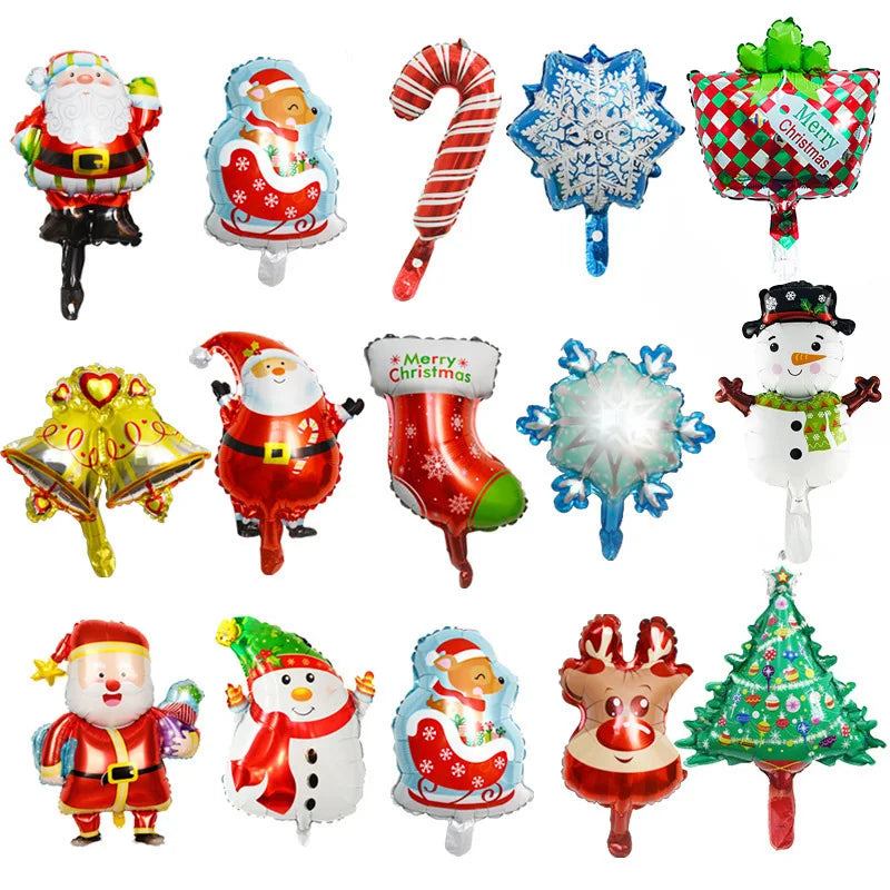 Xmas Tree Christmas Inflatables Balloons Mini Aluminum Film Cartoon Outdoor Standing Snowman Party Decorations