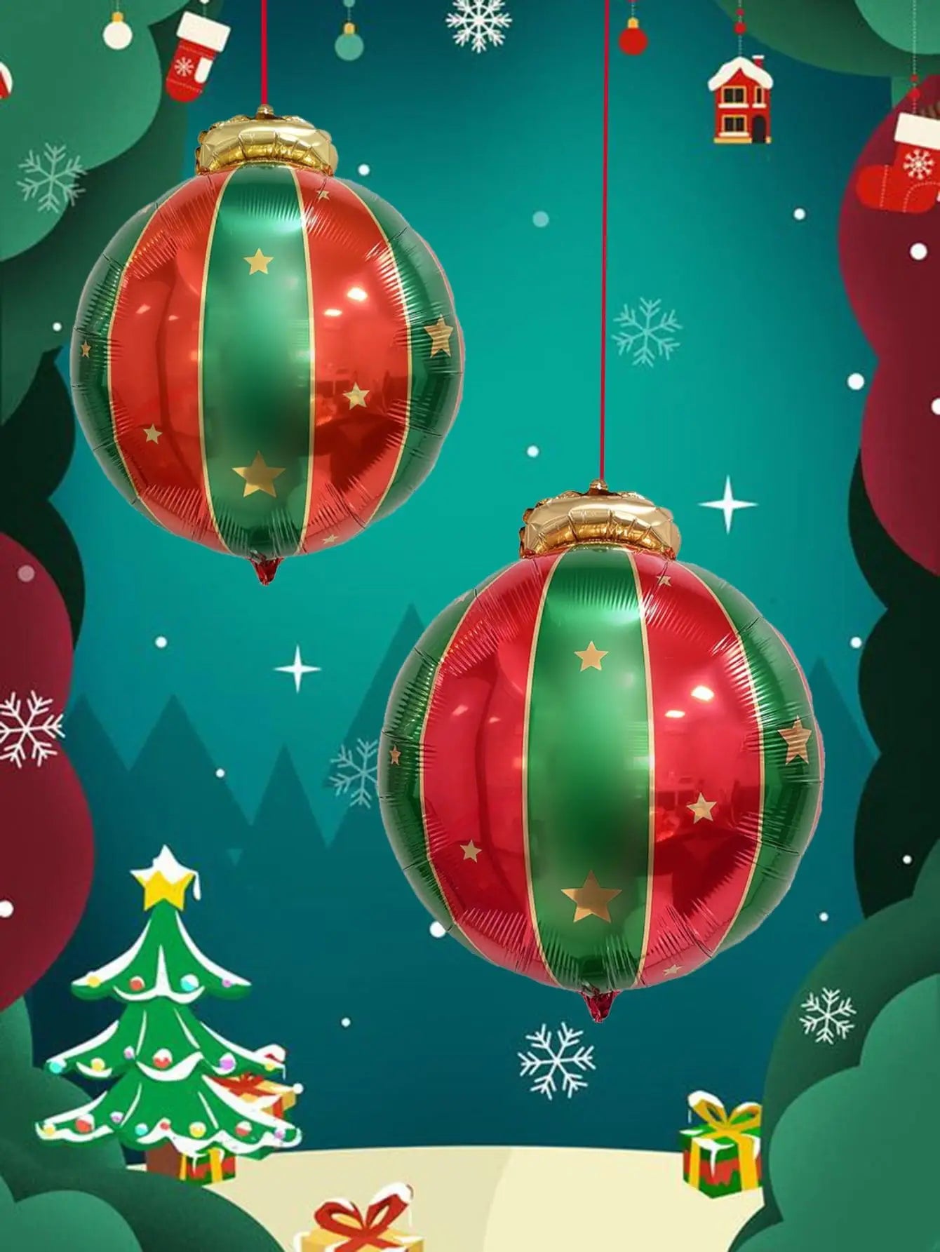 1/3/5Pcs Christmas Ball Balloons Christmas Ornaments 27inch Inflatable Ball Foil Balloons for Christmas New Year Party Decoratio