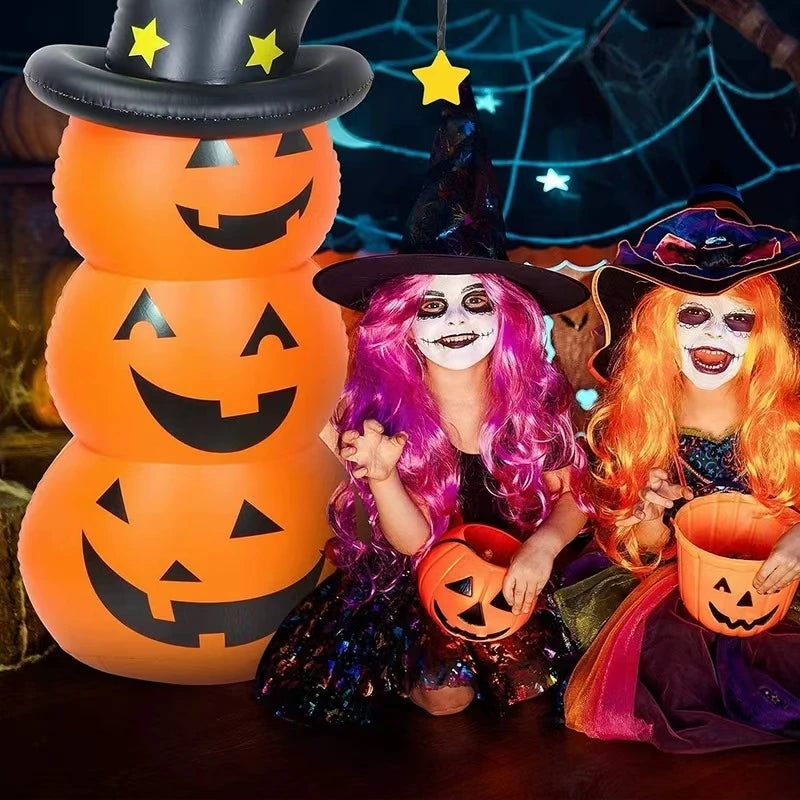 Halloween Standing Inflatable Pumpkin Windproof Ghost Pumpkin Model Halloween Decoration for Festival Theme Outdoor Party