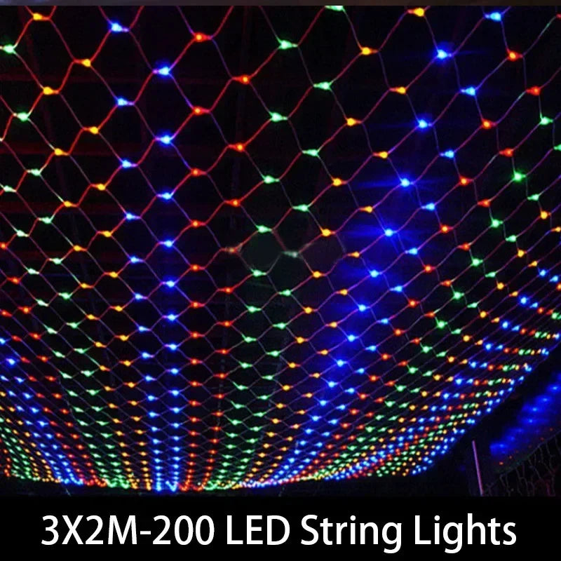 Christmas Garlands LED String Christmas Net Mesh Lights Fairy Xmas Party Garden Wedding Home Decoration Curtain Lights