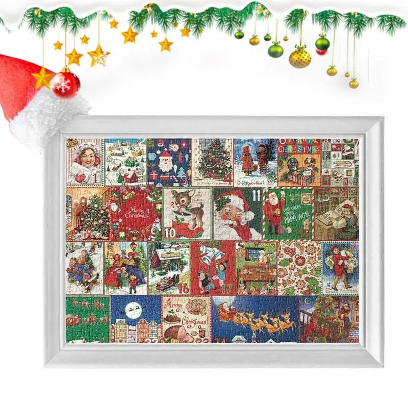 Christmas Puzzle Advent Calendar 1000PCS Puzzles Countdown Calendar Jigsaw Puzzles 24 Days Surprise Christmas Gift Calendar