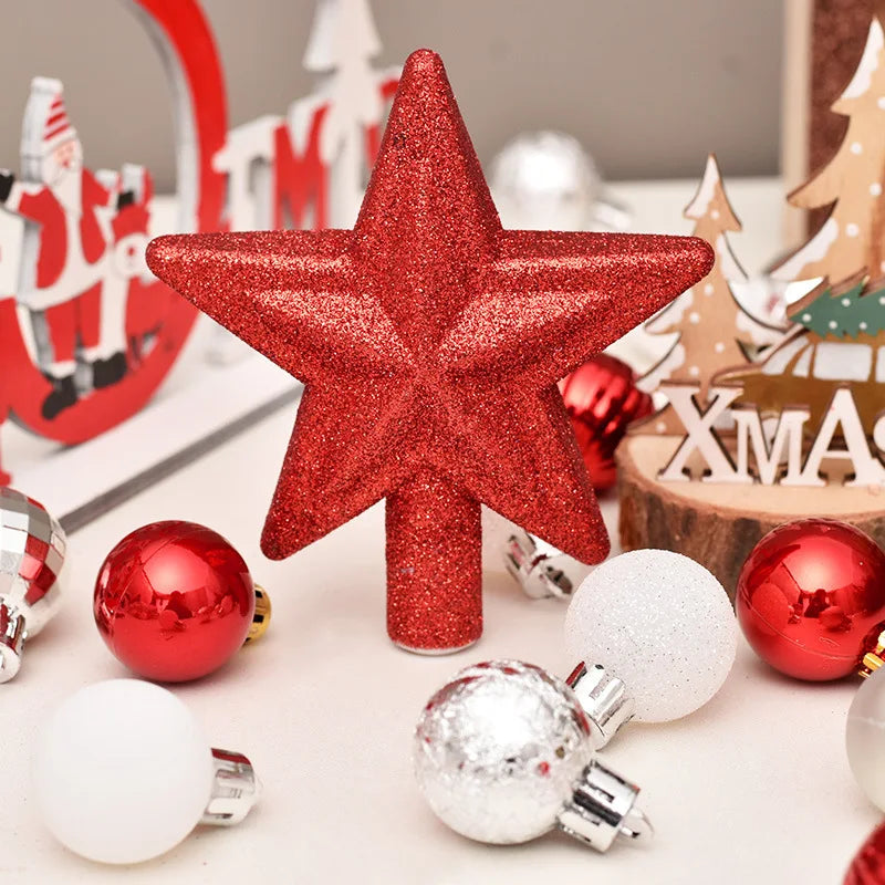 30pcs/set Christmas Bauble Balls Pendant Xmas Tree Hanging Ornament Star Topper Noel Navidad Decoration for Home New Year Gift