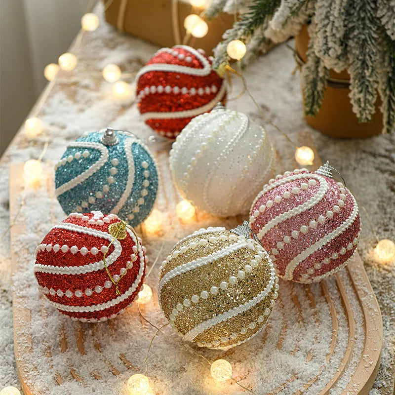 2/4Pcs 8cm Christmas Tree Hanging Balls Sequin Xmas Foam Bauble Pendant 2024 Christmas Decoration For Home 2025 New Year Gift