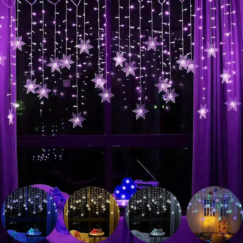 Christmas lights outdoor decoration hanging 0.4-0.6m Led snowflake lights curtain string lights party garden eaves decoration.