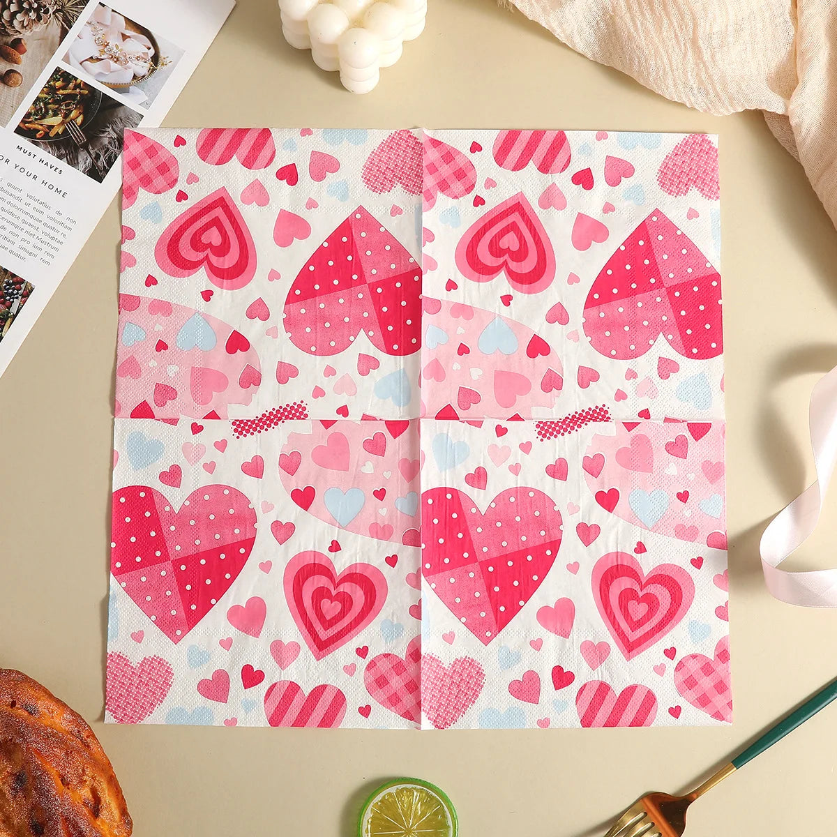 20/40/60pcs Valentines Napkins Valentine Day Napkins Heart Napkins Valentine Paper Napkins for Wedding Birthday Party Supplies