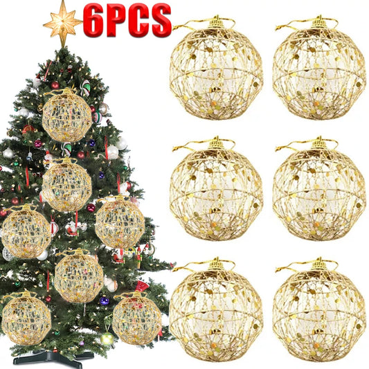 6PCS Christmas Xmas Tree Gold Ball Baubles Hanging Party Ornament Decoration Navidad Golden Dusted Christmas Ball With Scales