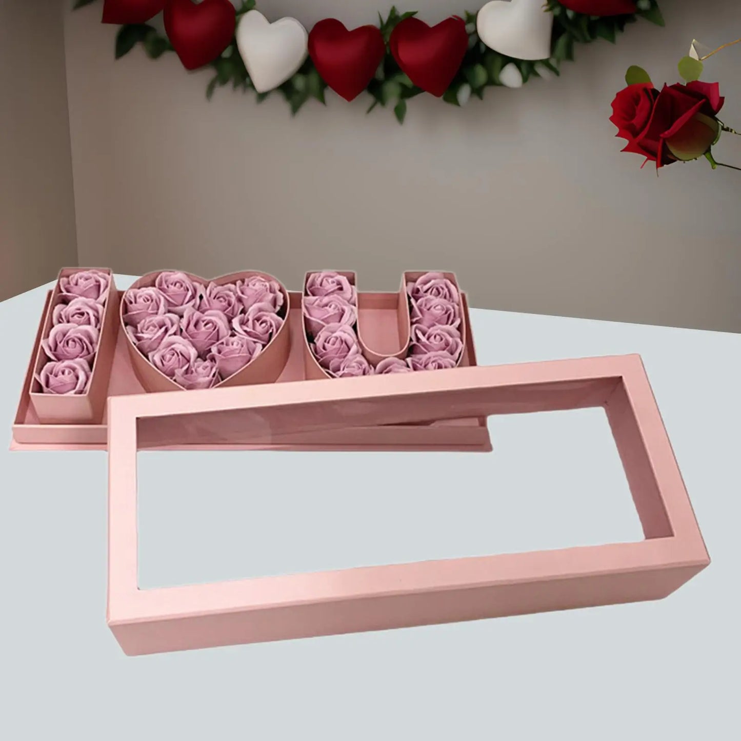 Empty Flower Box i Love U Cardboard for Valentines's Day Parties Anniversary