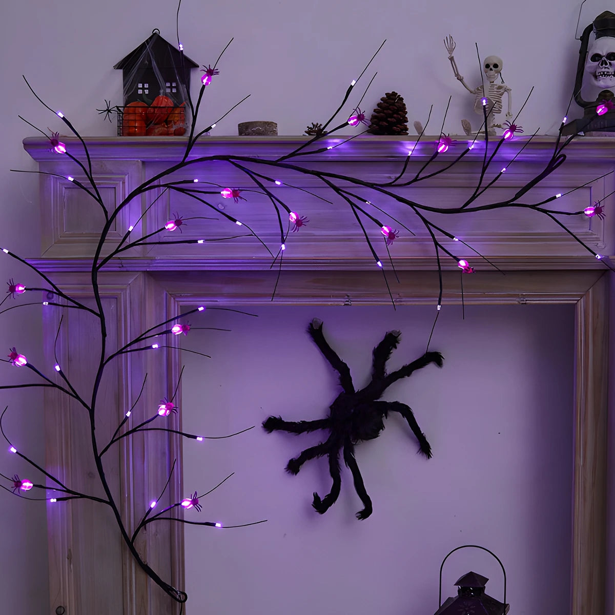 Halloween Purple Spider Vine Waterproof Timing String Light Happy Halloween Party Decoration 2024 For Home Trick Or Treat Favors