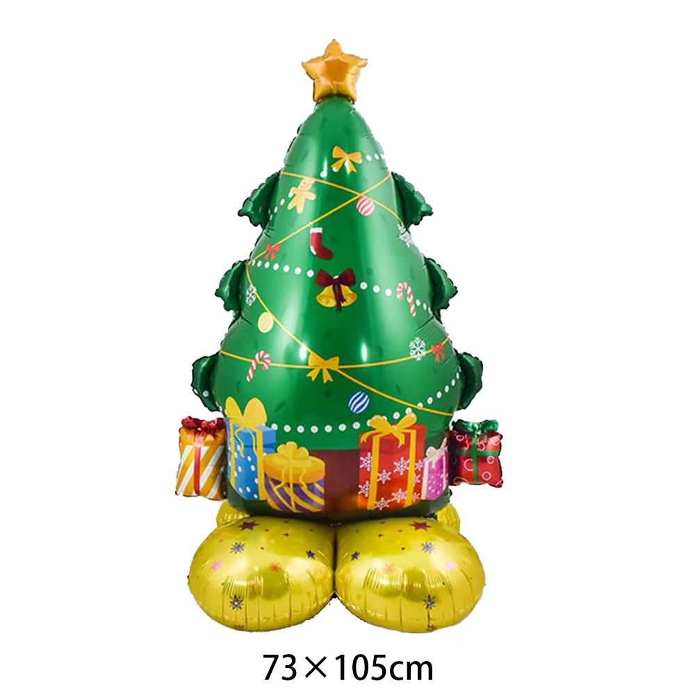 Christmas Inflatables Santa Claus Balloons Outdoor Decor Standing Santa Claus Foil Balloon Xmas Tree Snowman Xmas Party Decorati