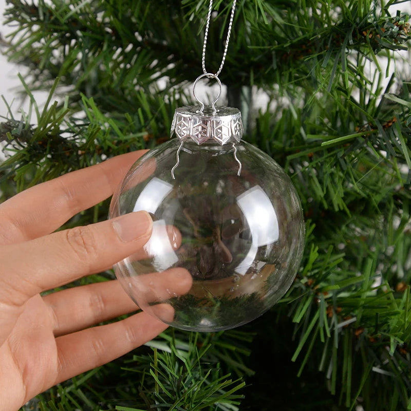 6Pcs Clear Plastic Christmas Ball Fillable Ornament Xmas Tree Hanging Bauble Pendant 2024 Christmas Home Decoration Navidad Gift