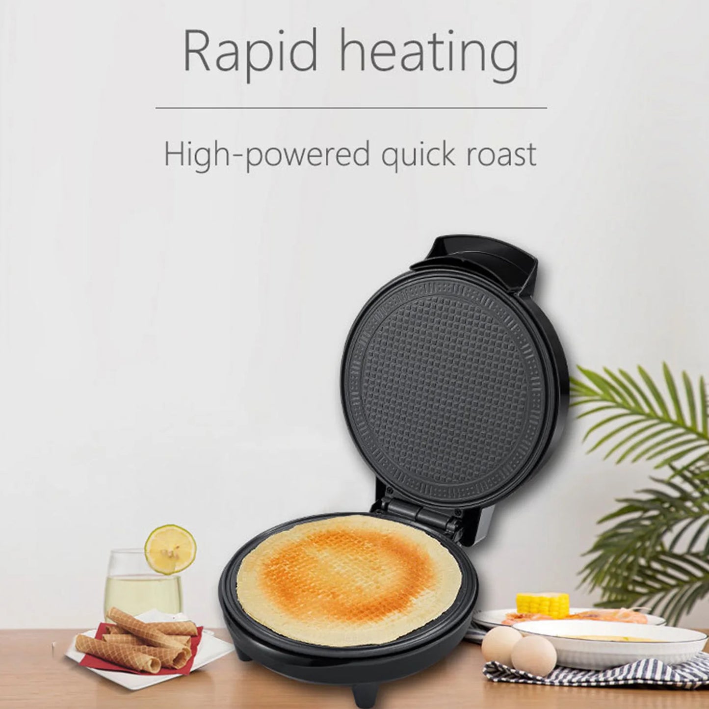 1000W Multifunction Electric Breakfast Maker Double Sided Heating Pancake Making Machine EU Plug 220‑240V