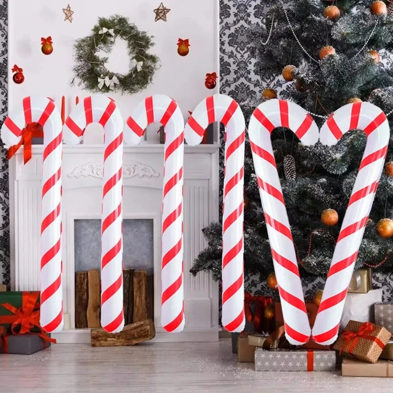 2/4/6Pc Christmas Inflatable Candy Canes Stick Balloons New Year Christmas Holiday Decorations Candy Canes Toy for Outdoor Party