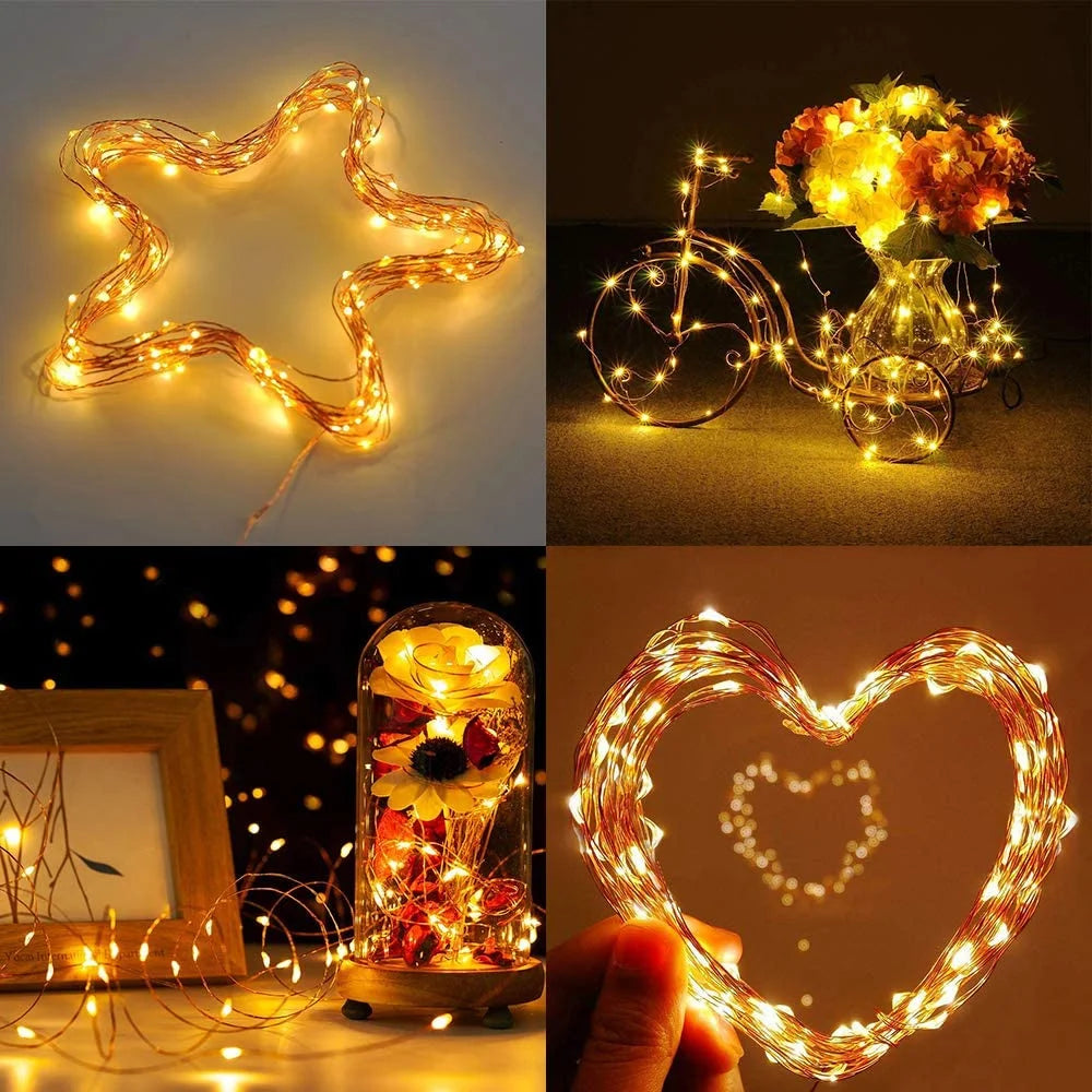 USB String Light Christmas Copper Wire Fairy Light Remote LED Lamp Indoor Bedroom Outdoor Garland Patio Wedding Party Decoration