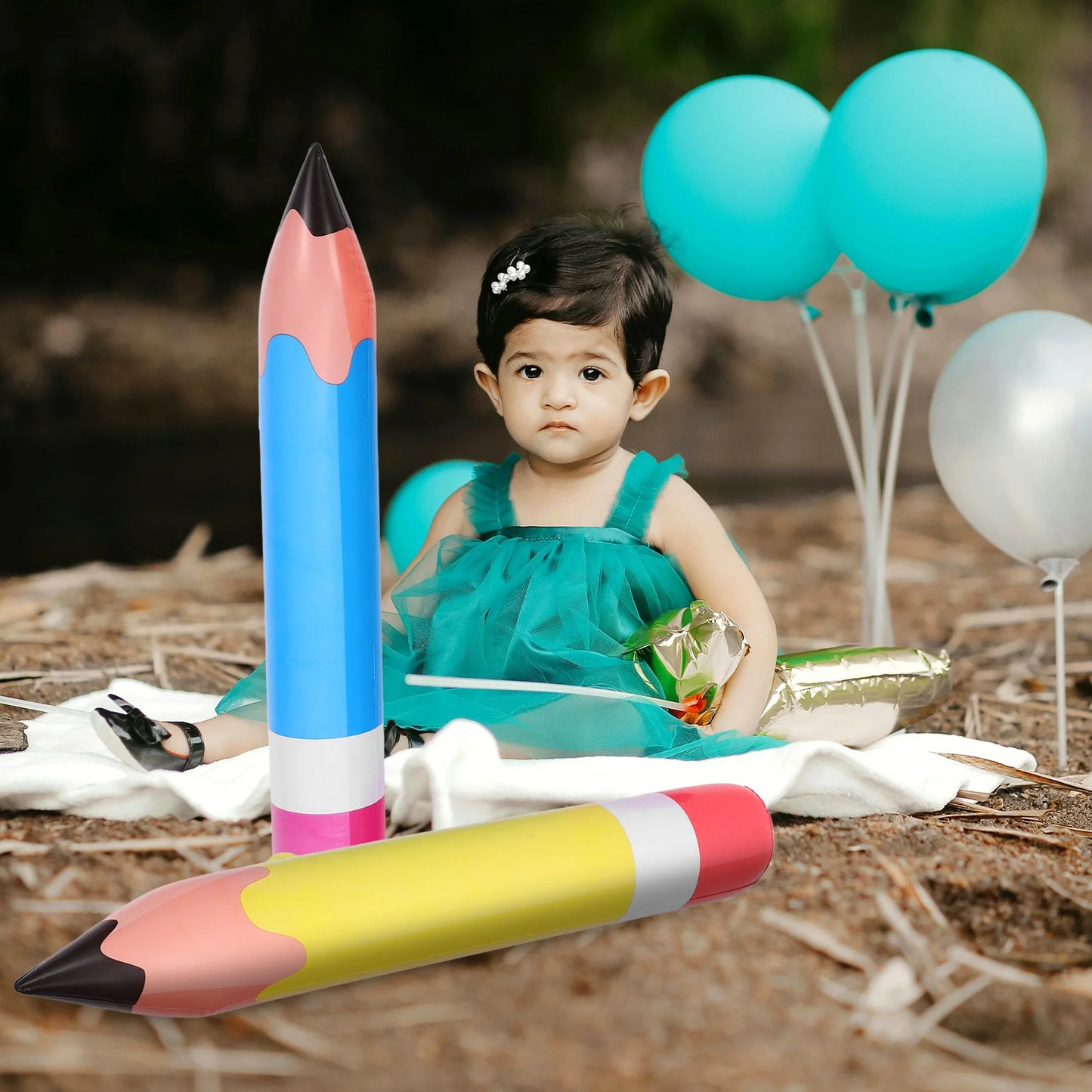 2 Pcs Large Christmas Inflatable Pencil Toy Student Toys Big Crayon Giant Balloons 7000X1500X010CM Pvc Jumbo Pencils Extra