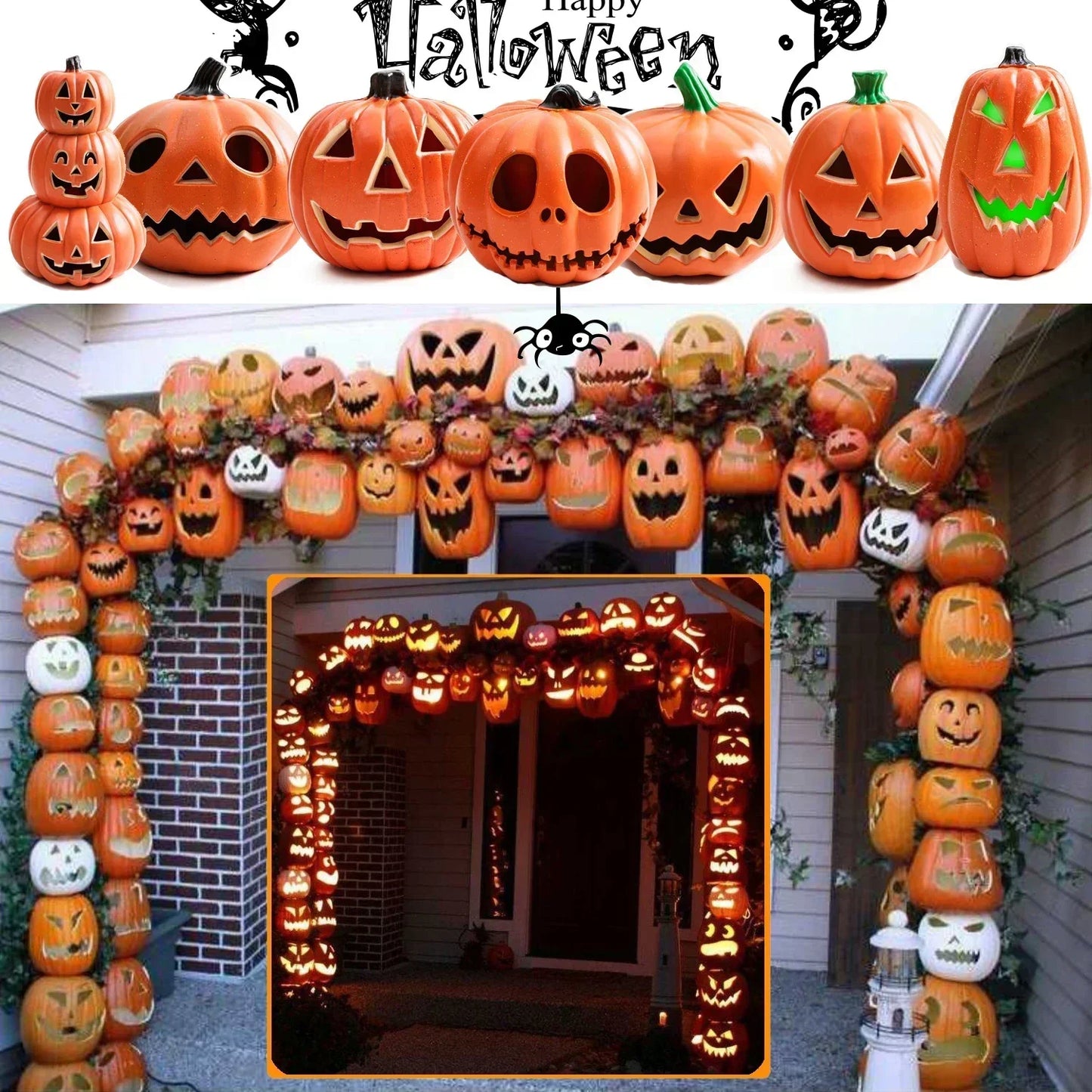 Halloween Jack-O-Lantern Pumpkin Led Light Lamp Creative Lantern Decoration Flashing Ghost Festival Park Indoor Garden Decorat